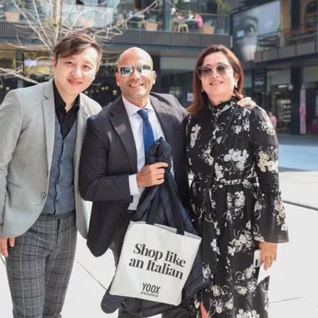 Valerio Li with colleagues at a YOOX 'Shop like an Italian' activation